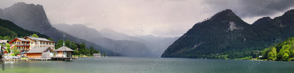 Fototapeta premium The Grundlsee Lake and Totes Gebirge mountains. Austria, Europe.