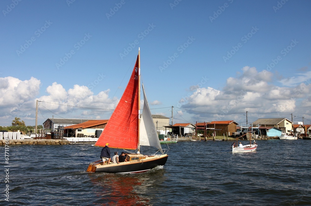 Obraz premium voilier ancien, vieux gréement, bassin d'arcachon
