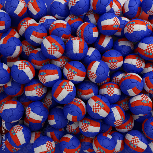 Croatia football balls. 3D render background