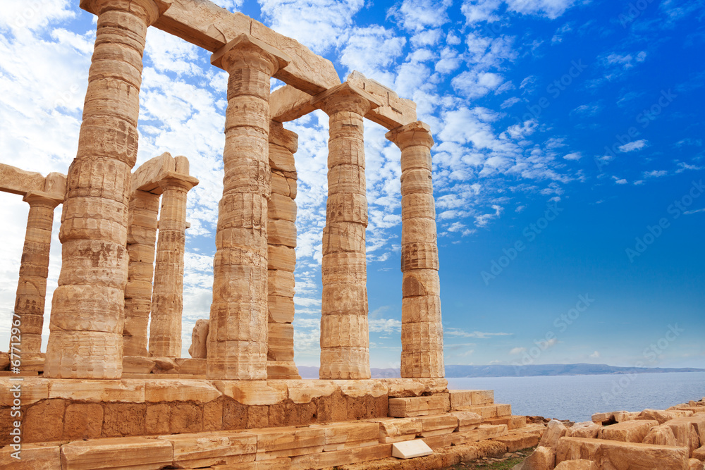 Greek Temple of Poseidon on cape Sounion, Athens