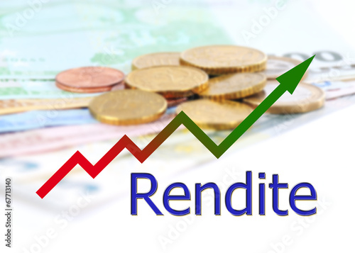 Diagramm aufsteigend Rendite mit Farbverlauf und Euro Symbol photo