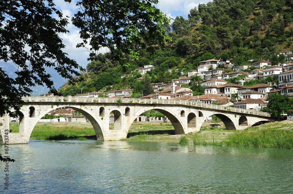 Stone bridge over Osum river at Berat