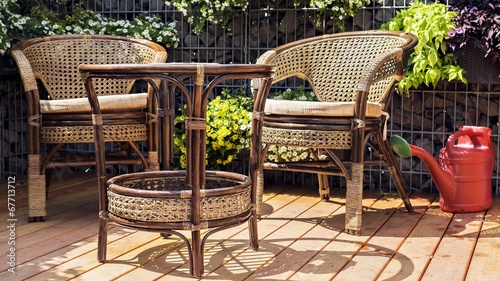 Obraz na płótnie patio with garden furniture w salonie