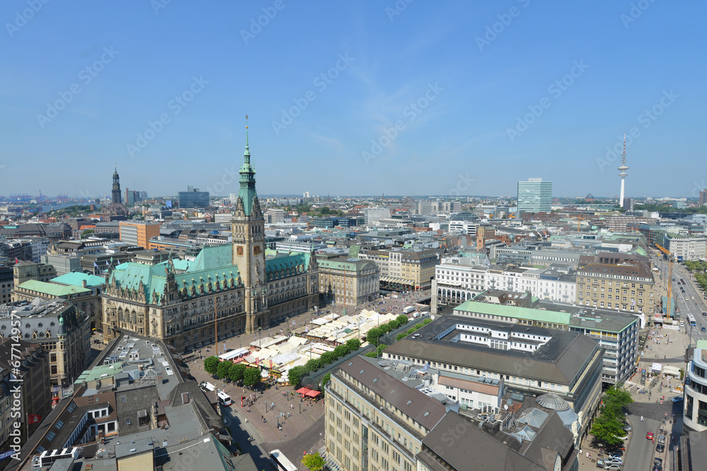Obraz premium Rathaus Hamburg, Rathausmarkt, Bürgerschaft, Senat, Hamburg