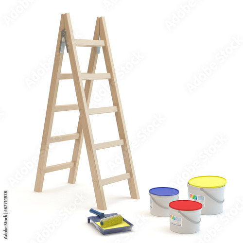 ladder and paints