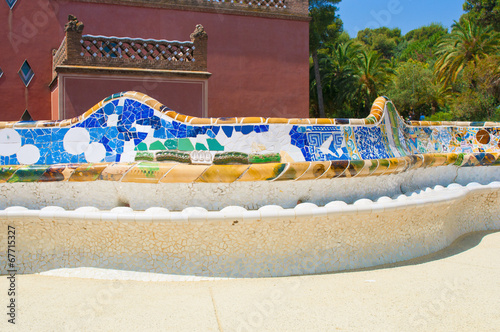Bench in the Park Guell, Barcelona, Spain © unclepodger