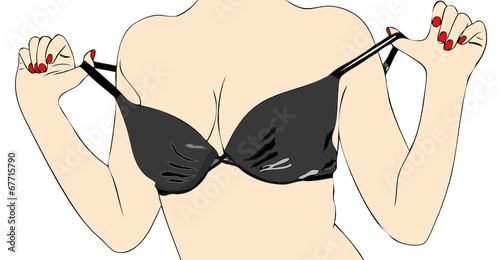 Una donna mentre si toglie il reggiseno