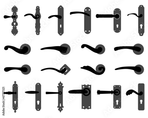 Silhouettes of doorknob and handles of the door, vector photo