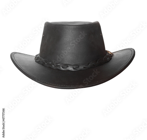Black leather hat with space for your funny face.