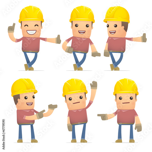 set of builder character in different poses © artenot