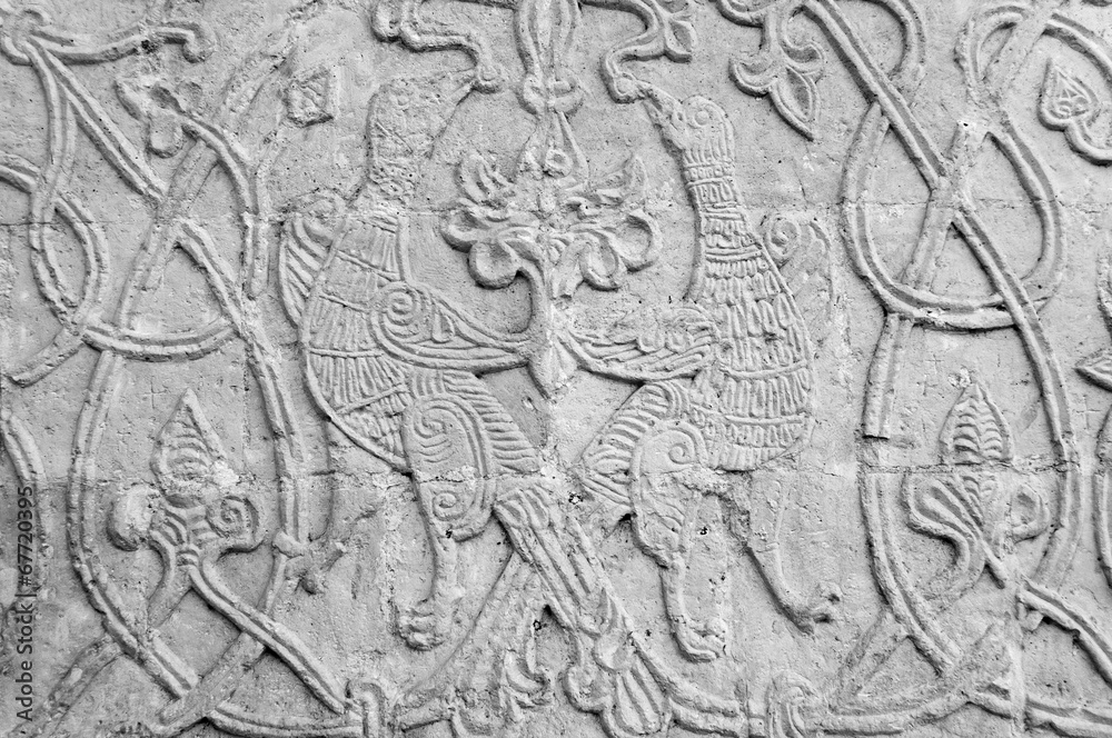 Carving on the white stone