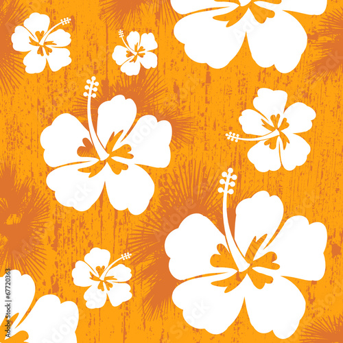 Seamless pattern with Hibiscus flower