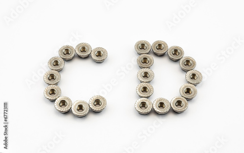 C and D Alphabet, Created by Stainless Steel Hex Flange Nuts