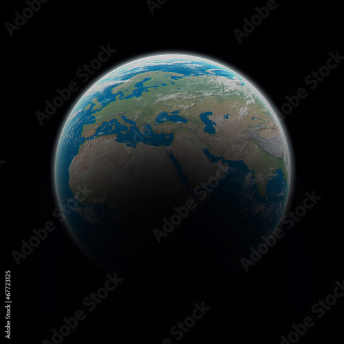 Blue planet earth in space