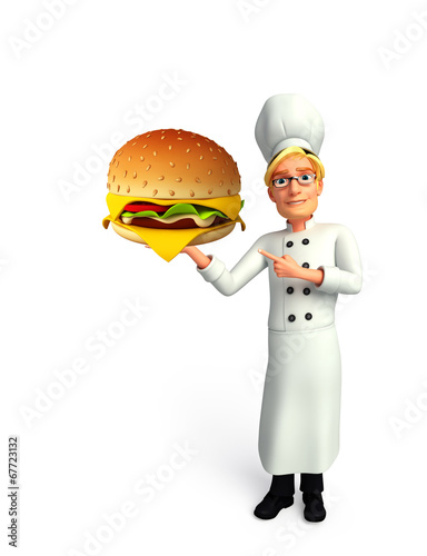 Young chef with burger