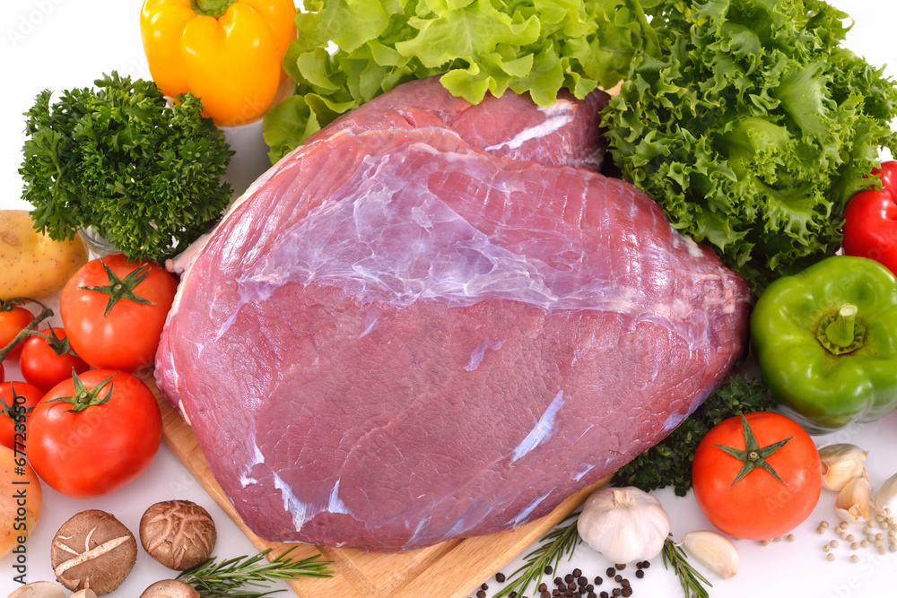 Raw meat ready to be cooked isolated on white ( beef ) Raw meat ready to be cooked isolated on white ( beef )