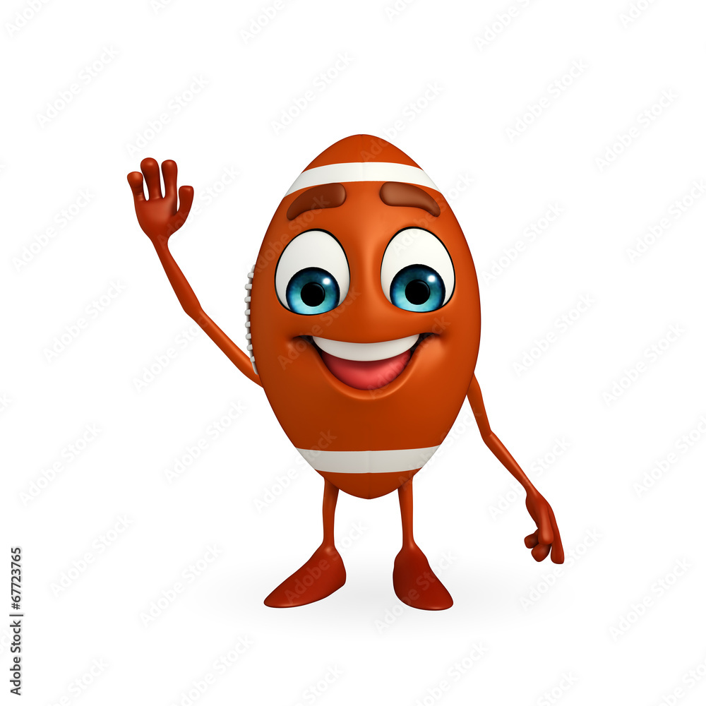 Rubgy ball character with hello pose Rubgy ball character with hello pose