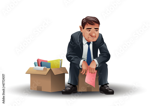 Layoff Theme Showing a Sad Employee