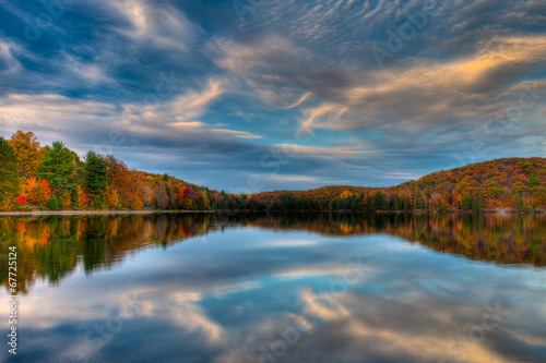 Magical Reflections Trees lake blue skies cloud fall colors © Marcos Fine Images