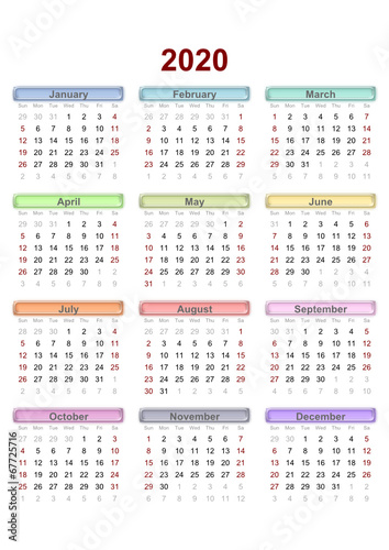 English calendar