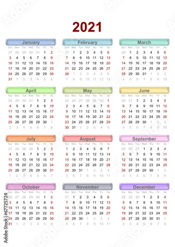 English calendar