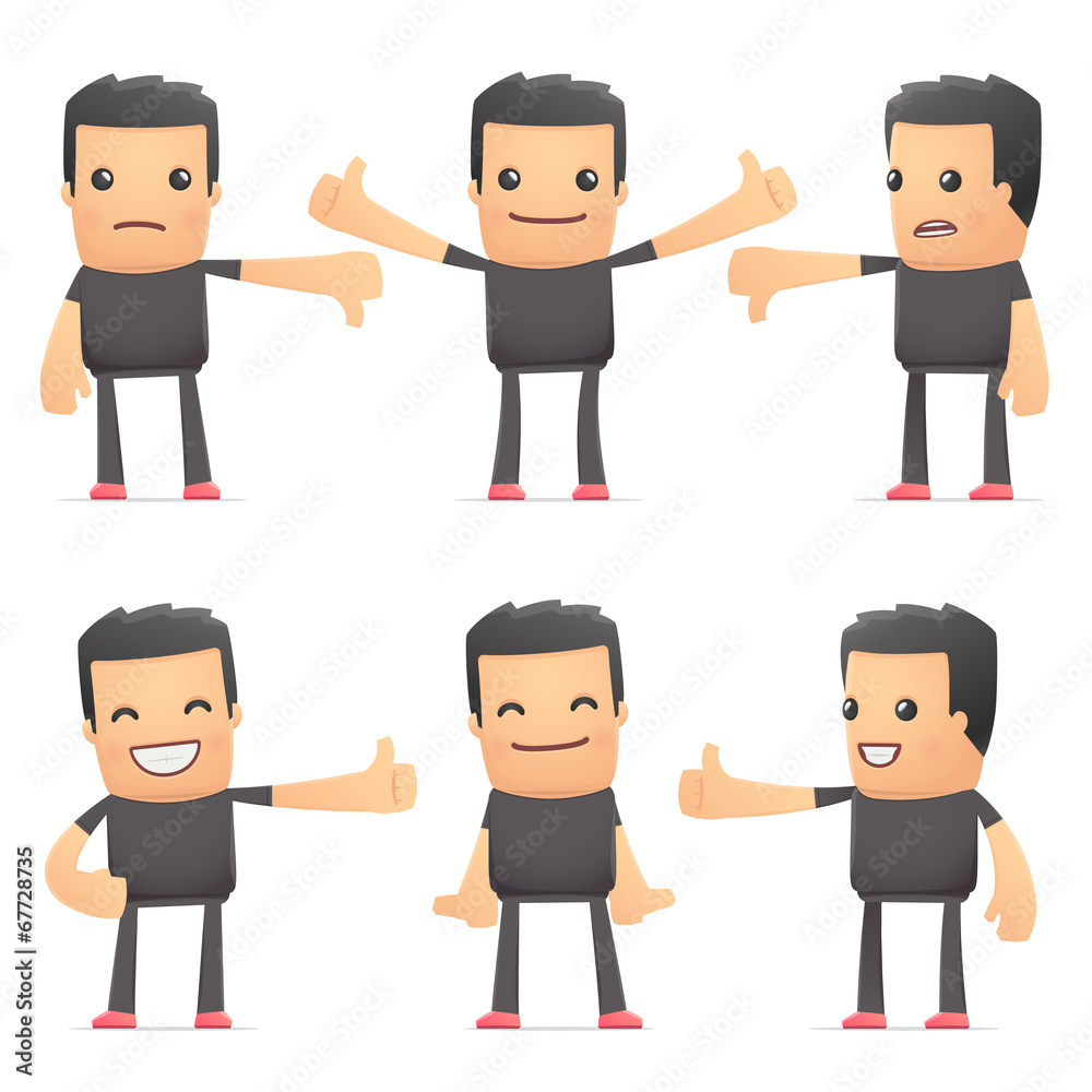 set of bad guy character in different poses