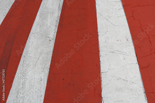 Red-white marking of a zebra of the crosswalk