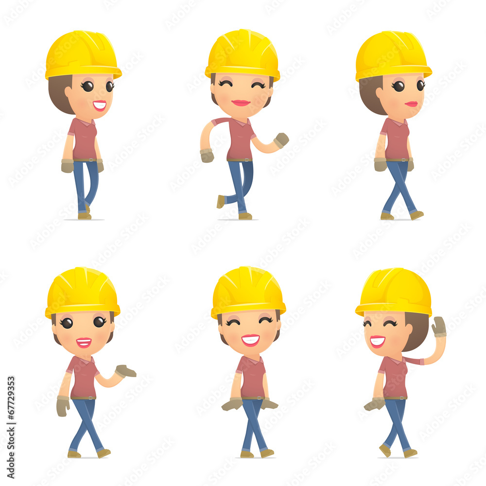 set builder girl of character in different poses set builder girl of character in different poses