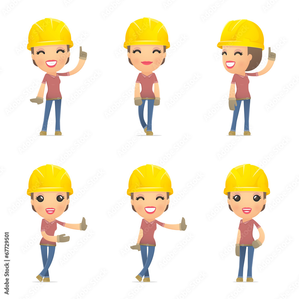 set builder girl of character in different poses set builder girl of character in different poses