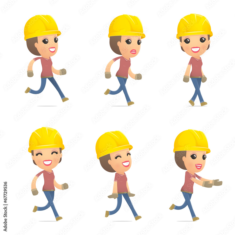 set builder girl of character in different poses set builder girl of character in different poses