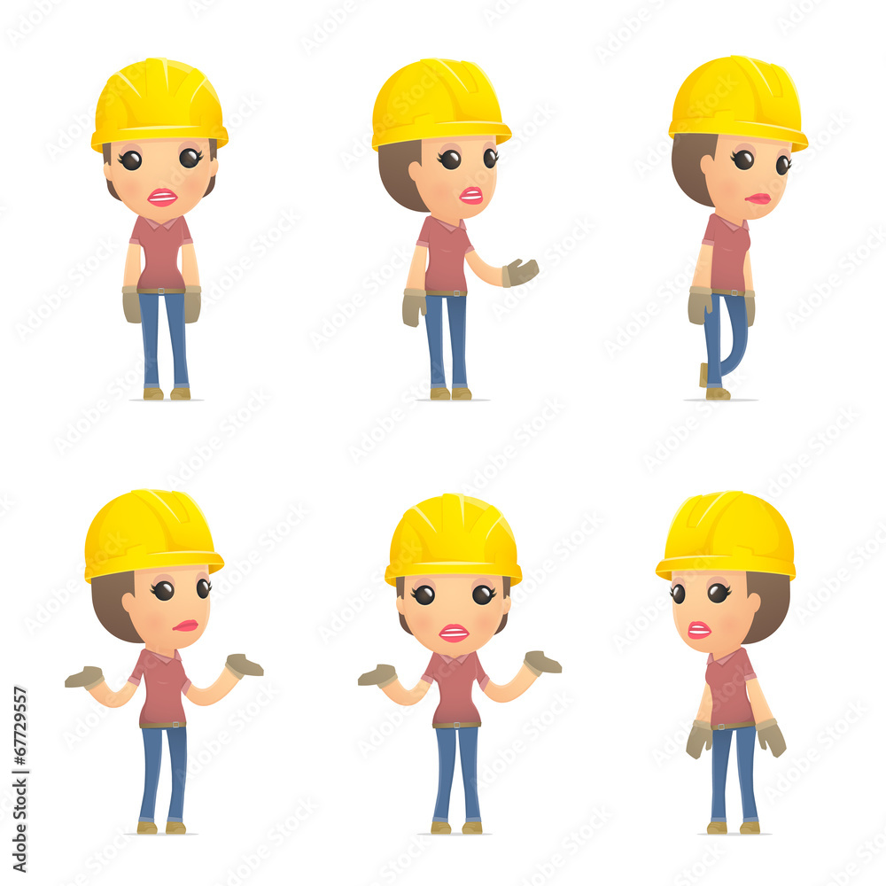 set builder girl of character in different poses set builder girl of character in different poses
