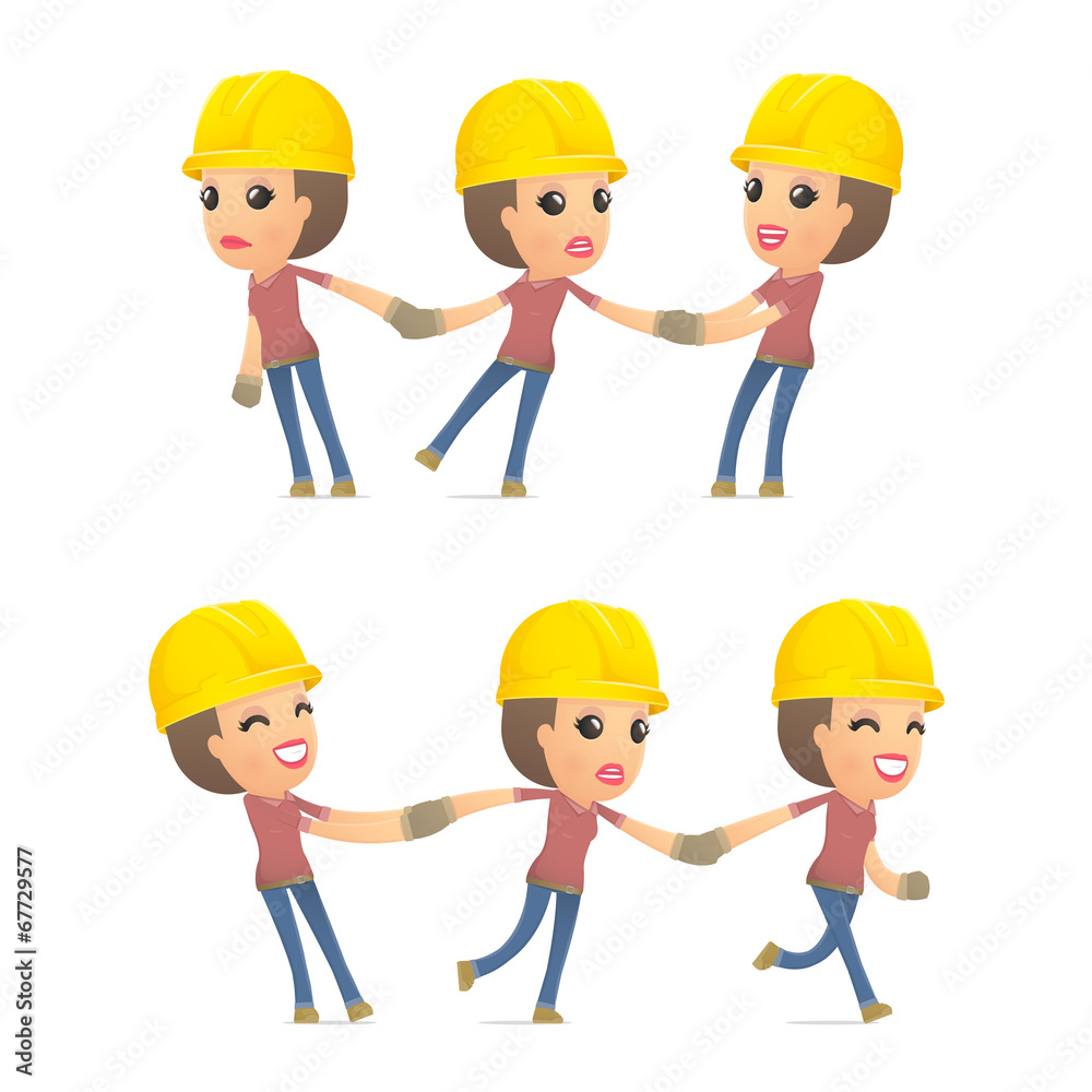 set builder girl of character in different poses set builder girl of character in different poses