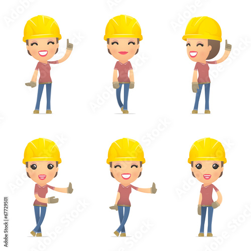 set builder girl of character in different poses