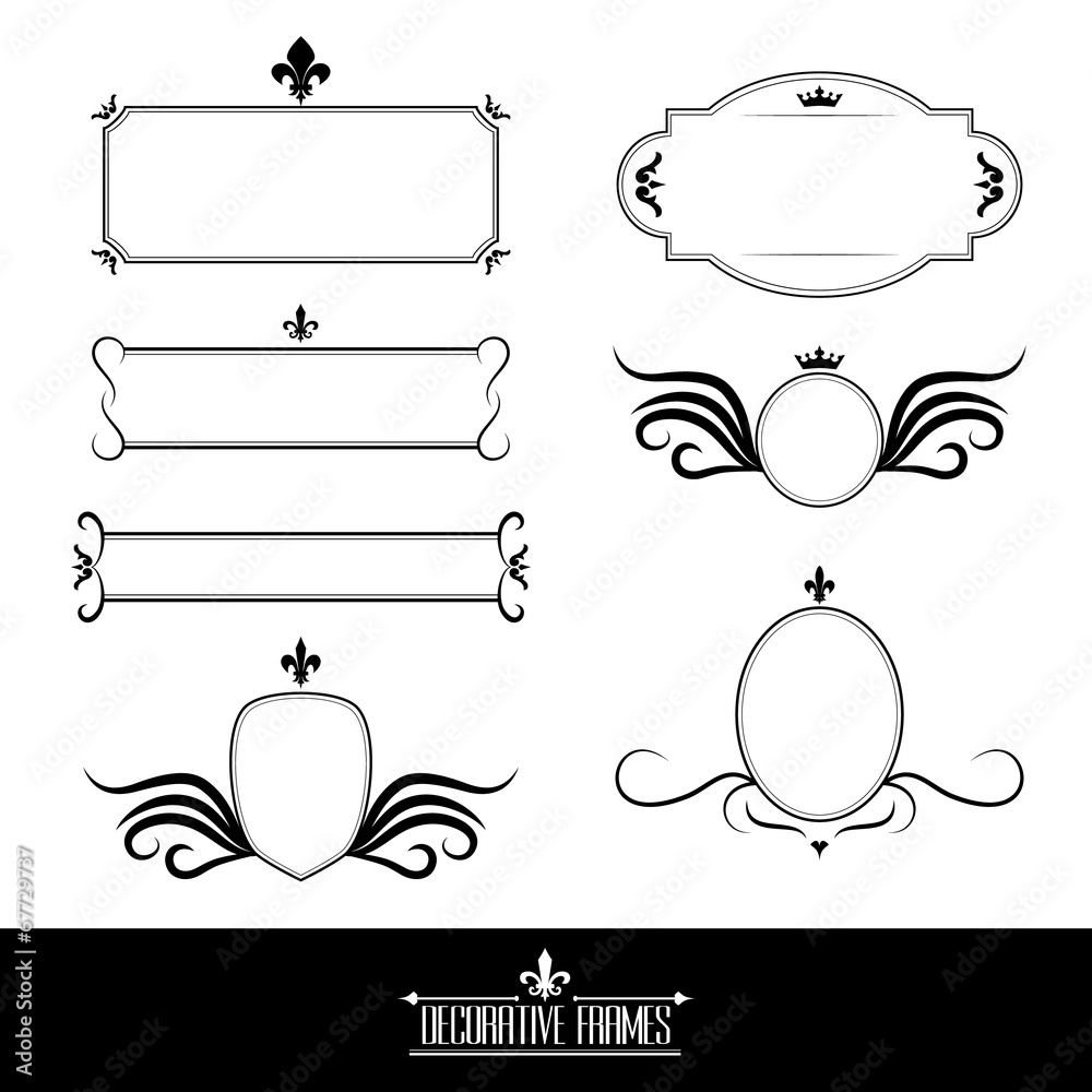 Set of decorative ornate frames and borders