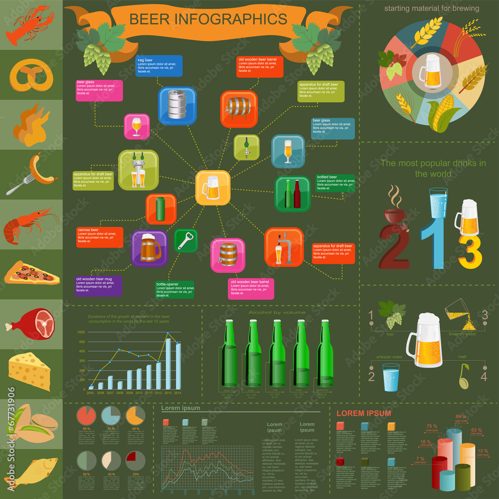 Beer snack infographics, set elements, for creating your own in Beer snack infographics, set elements, for creating your own in