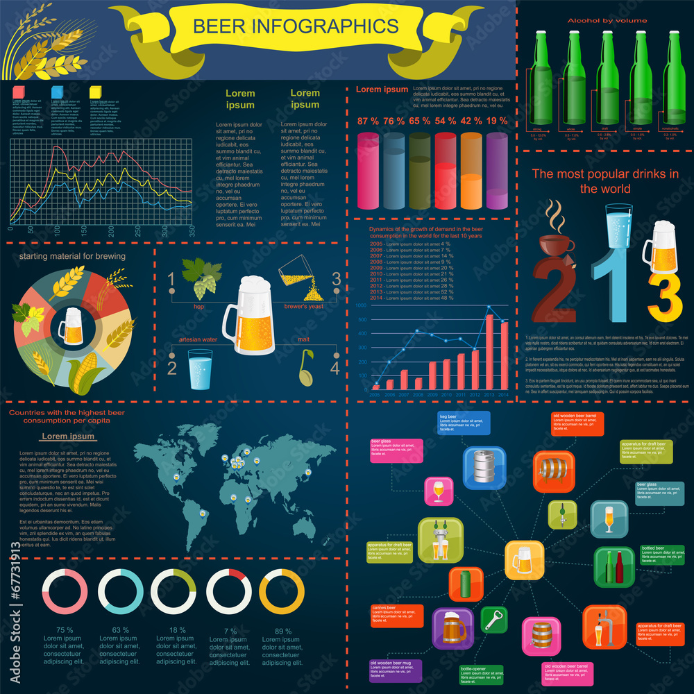 Beer snack infographics, set elements, for creating your own in Beer snack infographics, set elements, for creating your own in