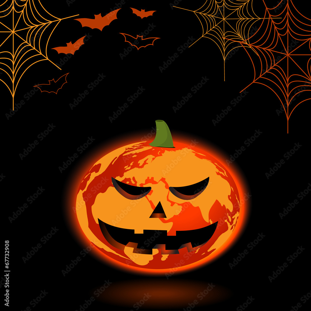 planet earth design concept as pumpkin and Halloween planet earth design concept as pumpkin and Halloween