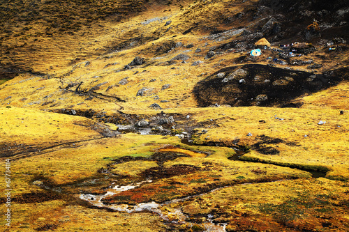 Alpine landscape in Cordiliera Huayhuash, Peru, South America photo