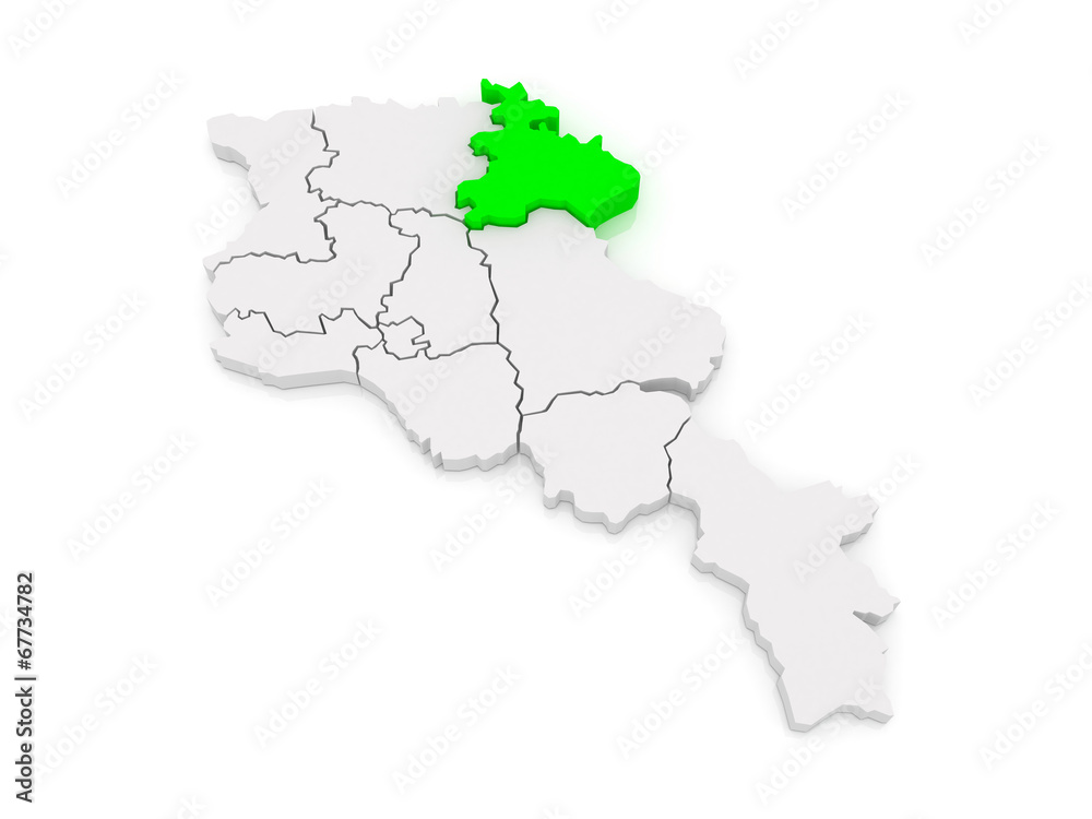 Fototapeta premium Map of Tavush. Armenia.