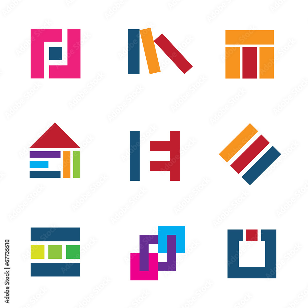 Creative building construction architecture design logo icon set