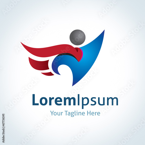 Super hero business man flying logo icon