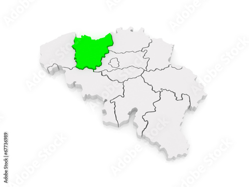 Map of East Flanders. Belgium.