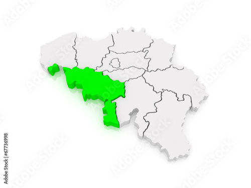 Map of Hainaut. Belgium.