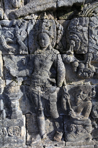 relief panels in Borobudur Temple, Indonesia © nikidel