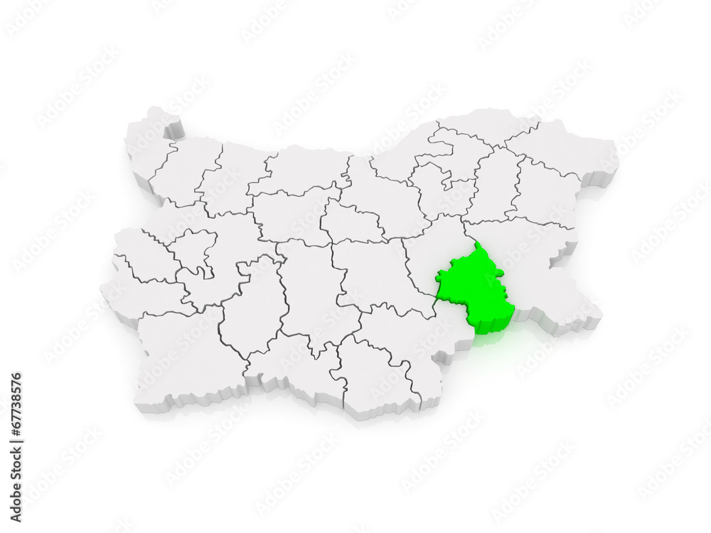 Map of Yambol region. Bulgaria.