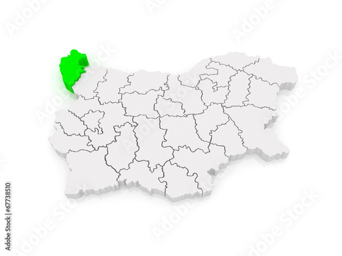 Map of Vidin Province. Bulgaria.
