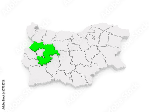 Map of Sofia region. Bulgaria.