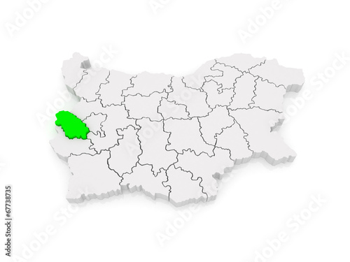 Map of Pernik region. Bulgaria.