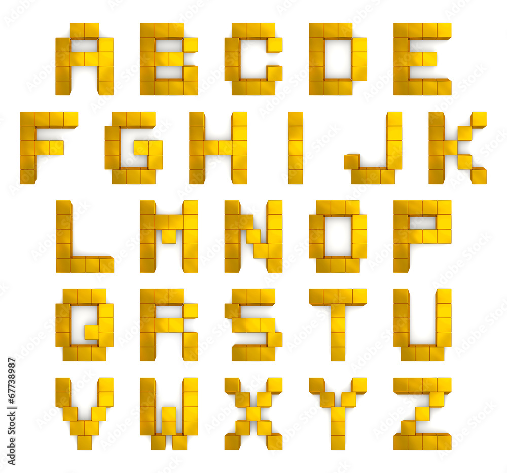 Alphabet 3d cubic golden Alphabet 3d cubic golden