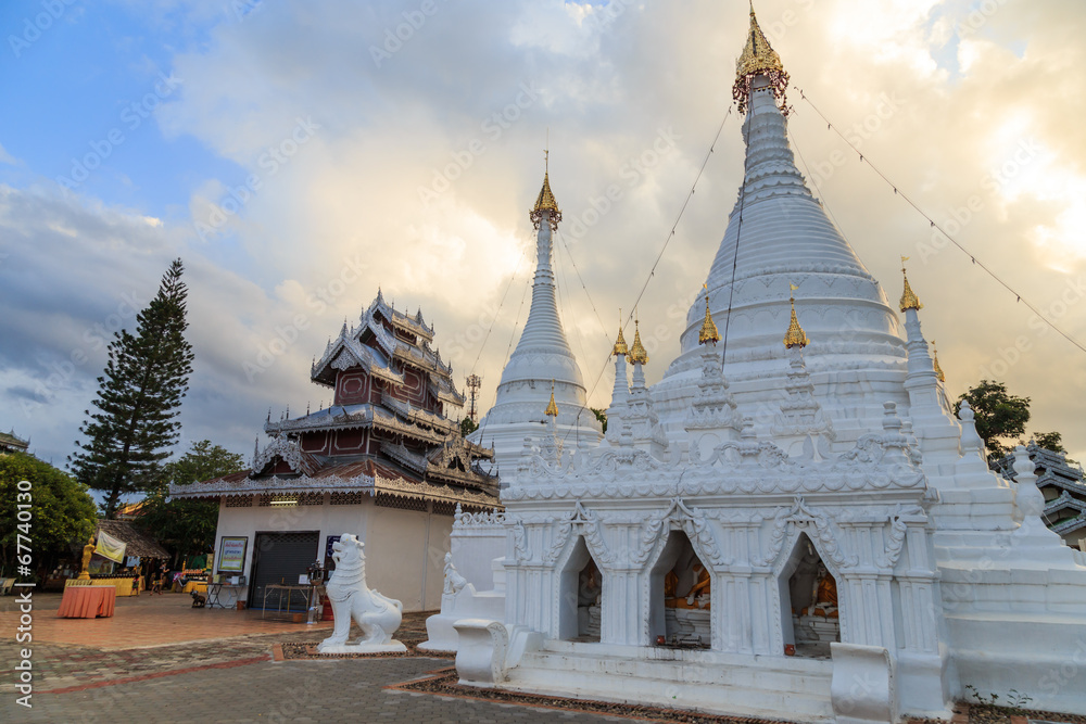 ancient whit pagoda in the temple ancient whit pagoda in the temple